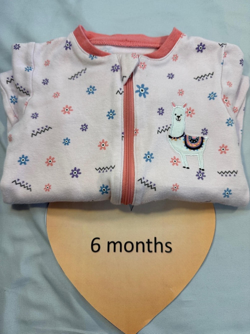 Tuffy - Pink Baby Onesie Sleeper with Floral Accents and Alpacas